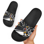 Collingwood Magpies Australian Football Slide Sandals Iconic Bird Mascot With Indigenous Pattern Art