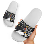 Collingwood Magpies Australian Football Slide Sandals Iconic Bird Mascot With Indigenous Pattern Art
