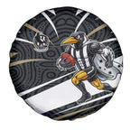 Collingwood Magpies Australian Football Spare Tire Cover Iconic Bird Mascot With Indigenous Pattern Art