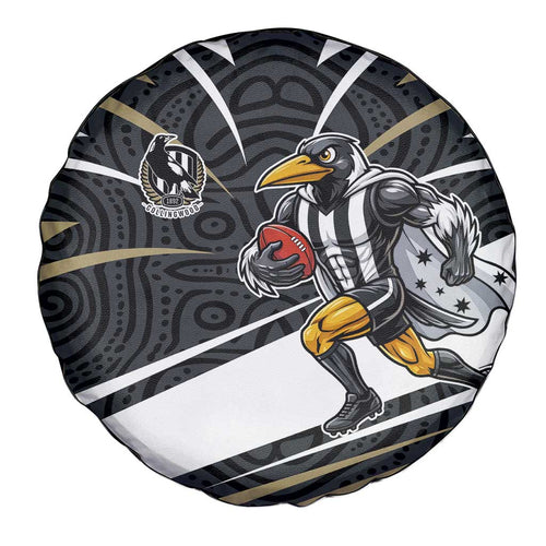 Collingwood Magpies Australian Football Spare Tire Cover Iconic Bird Mascot With Indigenous Pattern Art