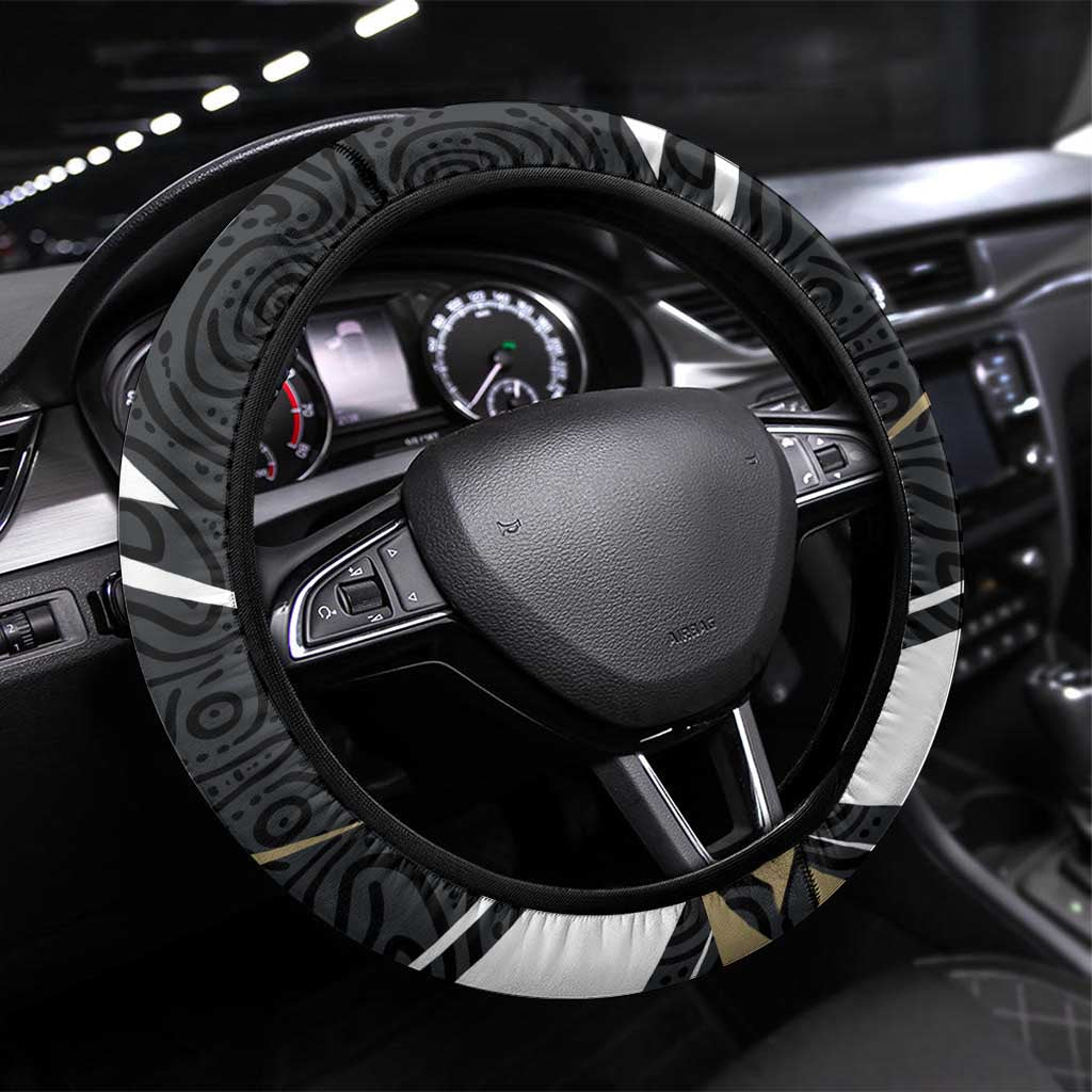 Collingwood Magpies Australian Football Steering Wheel Cover Iconic Bird Mascot With Indigenous Pattern Art