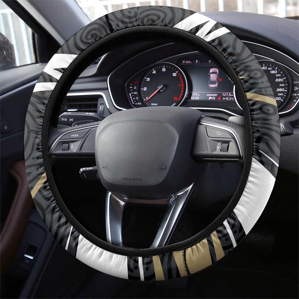 Collingwood Magpies Australian Football Steering Wheel Cover Iconic Bird Mascot With Indigenous Pattern Art