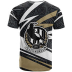 Collingwood Magpies Australian Football T Shirt Iconic Bird Mascot With Indigenous Pattern Art