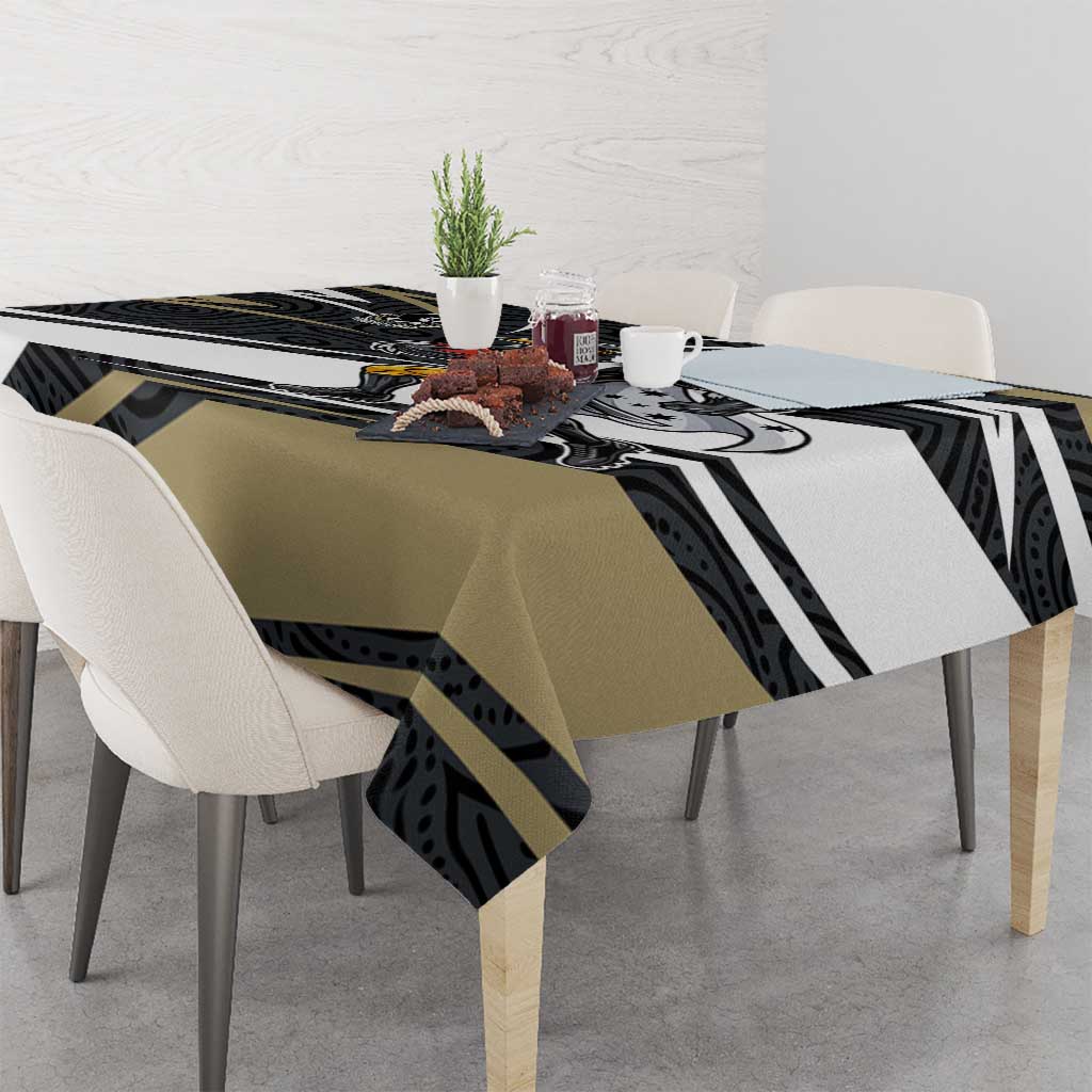 Collingwood Magpies Australian Football Tablecloth Iconic Bird Mascot With Indigenous Pattern Art