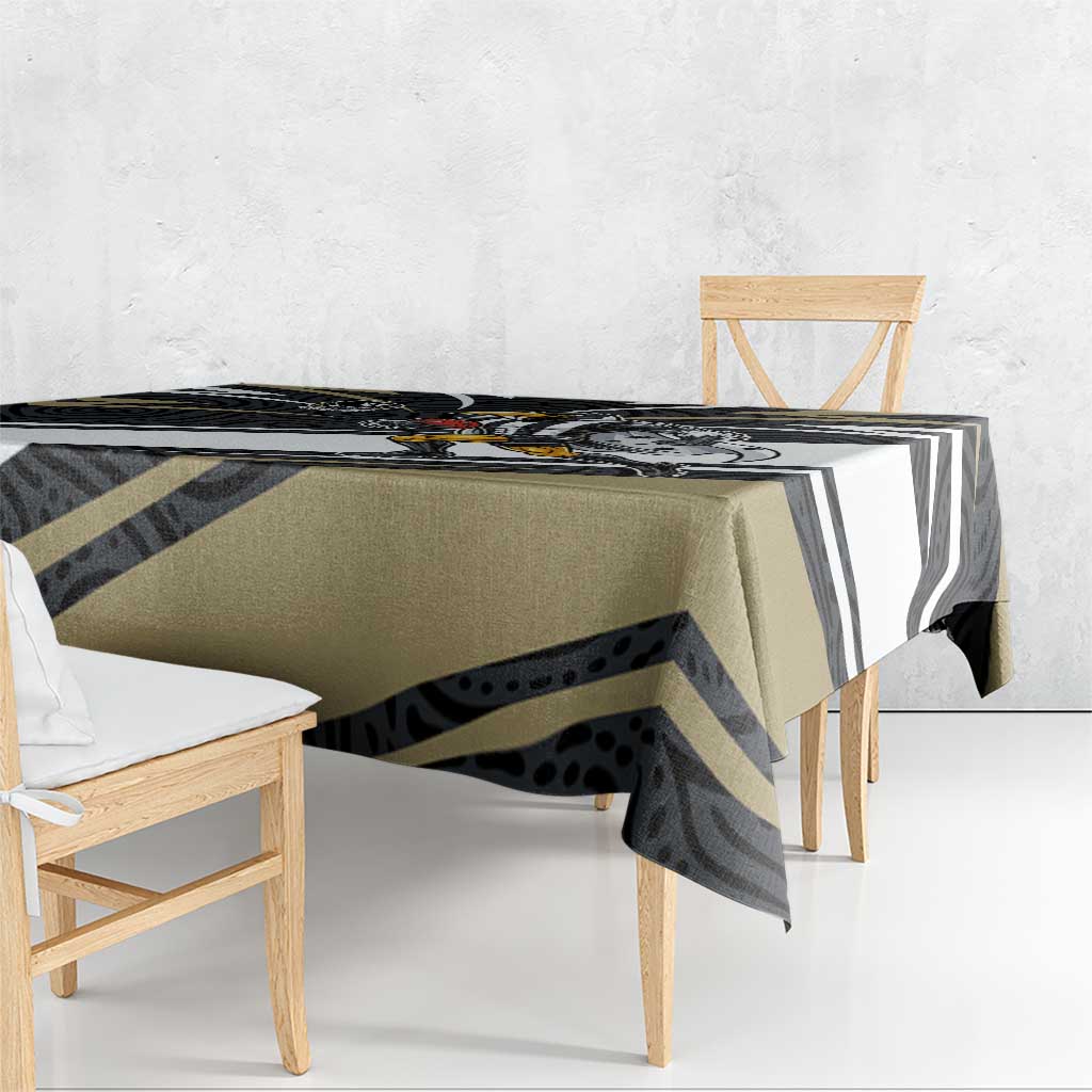 Collingwood Magpies Australian Football Tablecloth Iconic Bird Mascot With Indigenous Pattern Art