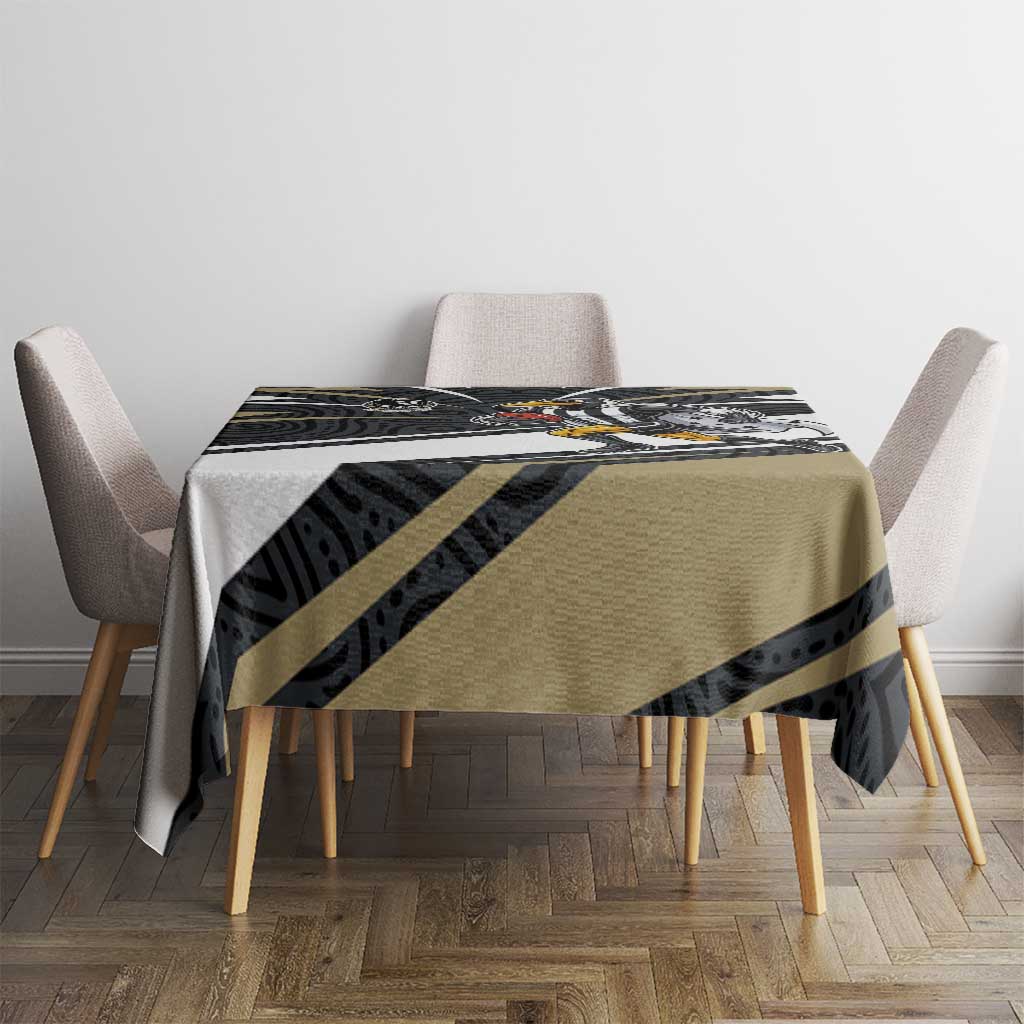 Collingwood Magpies Australian Football Tablecloth Iconic Bird Mascot With Indigenous Pattern Art