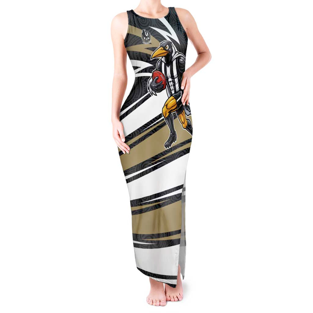 Collingwood Magpies Australian Football Tank Maxi Dress Iconic Bird Mascot With Indigenous Pattern Art