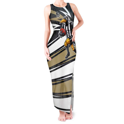 Collingwood Magpies Australian Football Tank Maxi Dress Iconic Bird Mascot With Indigenous Pattern Art
