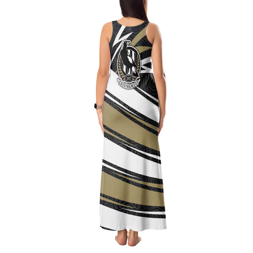 Collingwood Magpies Australian Football Tank Maxi Dress Iconic Bird Mascot With Indigenous Pattern Art