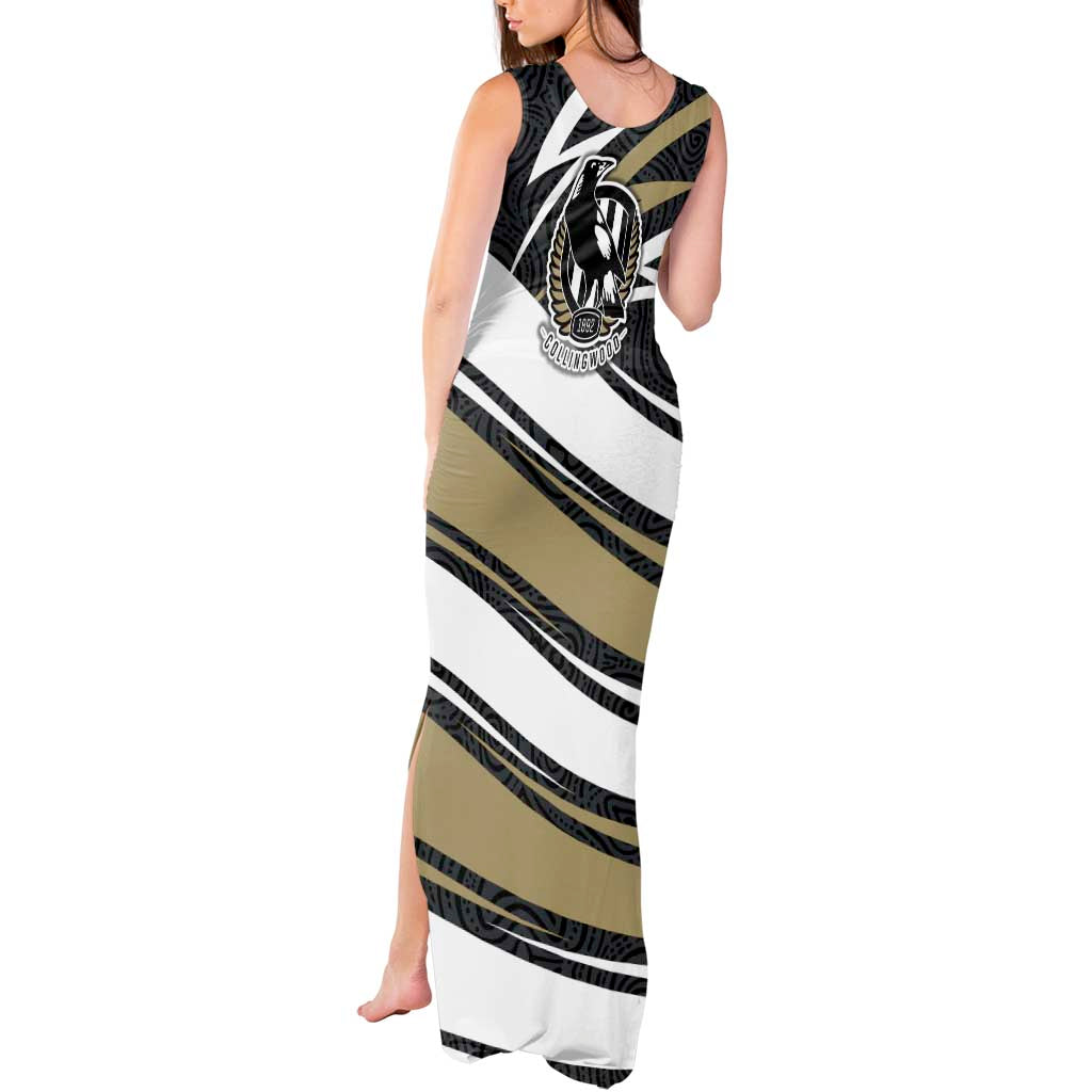 Collingwood Magpies Australian Football Tank Maxi Dress Iconic Bird Mascot With Indigenous Pattern Art