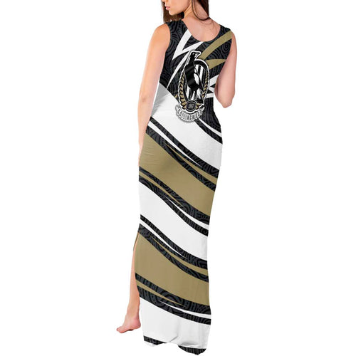 Collingwood Magpies Australian Football Tank Maxi Dress Iconic Bird Mascot With Indigenous Pattern Art