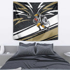 Collingwood Magpies Australian Football Tapestry Iconic Bird Mascot With Indigenous Pattern Art