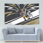 Collingwood Magpies Australian Football Tapestry Iconic Bird Mascot With Indigenous Pattern Art