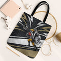 Collingwood Magpies Australian Football Tote Bag Iconic Bird Mascot With Indigenous Pattern Art