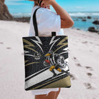 Collingwood Magpies Australian Football Tote Bag Iconic Bird Mascot With Indigenous Pattern Art