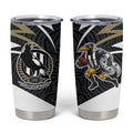 Collingwood Magpies Australian Football Tumbler Cup Iconic Bird Mascot With Indigenous Pattern Art