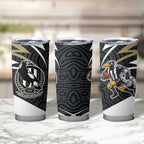 Collingwood Magpies Australian Football Tumbler Cup Iconic Bird Mascot With Indigenous Pattern Art