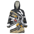 Collingwood Magpies Australian Football Wearable Blanket Hoodie Iconic Bird Mascot With Indigenous Pattern Art