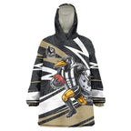 Collingwood Magpies Australian Football Wearable Blanket Hoodie Iconic Bird Mascot With Indigenous Pattern Art