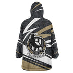 Collingwood Magpies Australian Football Wearable Blanket Hoodie Iconic Bird Mascot With Indigenous Pattern Art