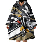 Collingwood Magpies Australian Football Wearable Blanket Hoodie Iconic Bird Mascot With Indigenous Pattern Art