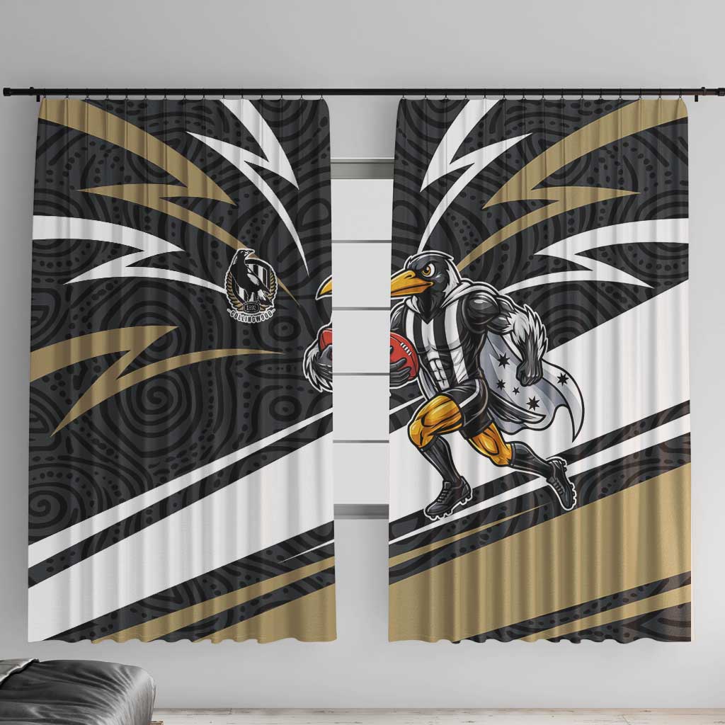 Collingwood Magpies Australian Football Window Curtain Iconic Bird Mascot With Indigenous Pattern Art