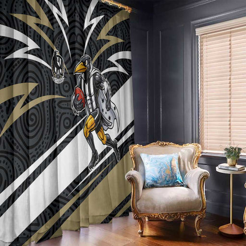 Collingwood Magpies Australian Football Window Curtain Iconic Bird Mascot With Indigenous Pattern Art
