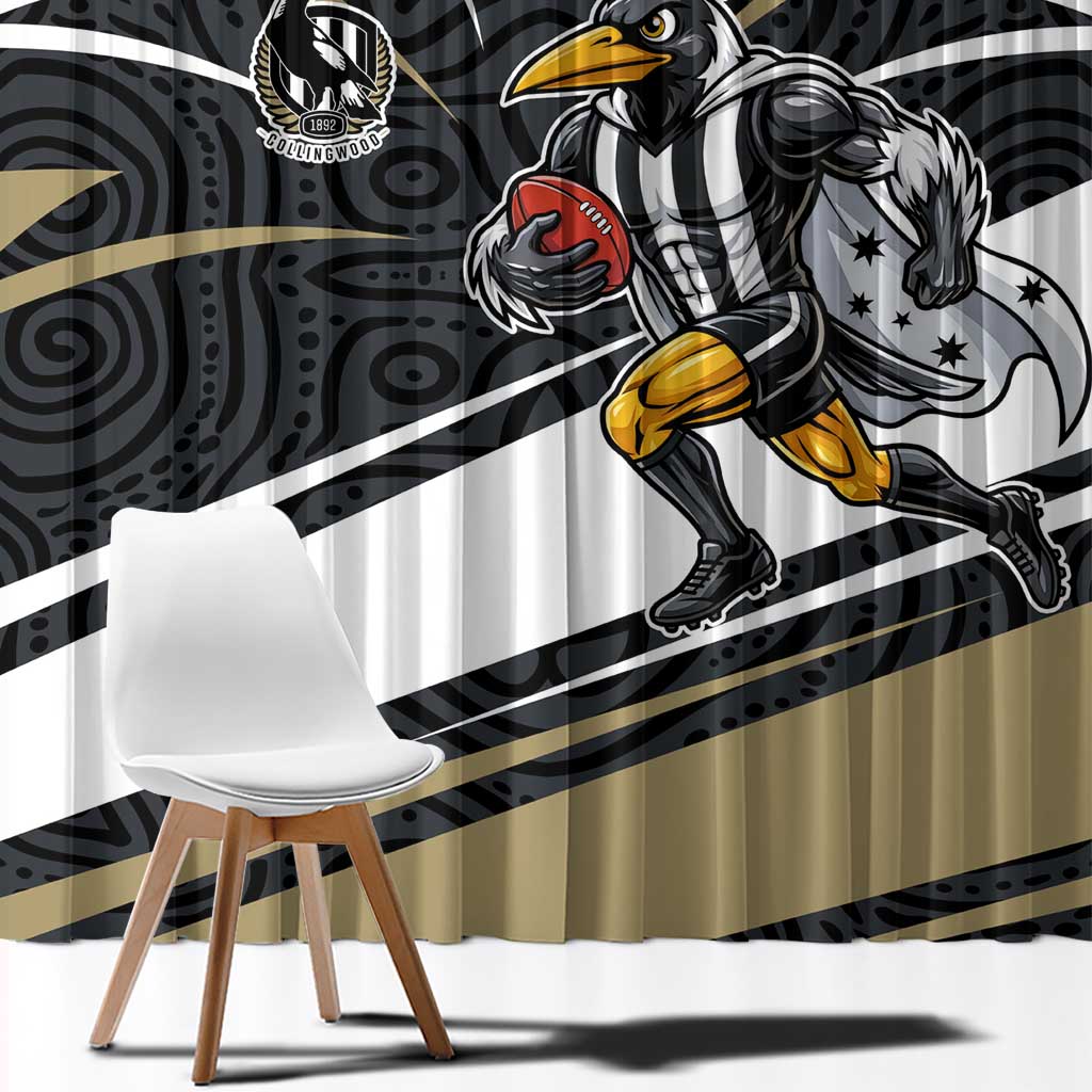 Collingwood Magpies Australian Football Window Curtain Iconic Bird Mascot With Indigenous Pattern Art