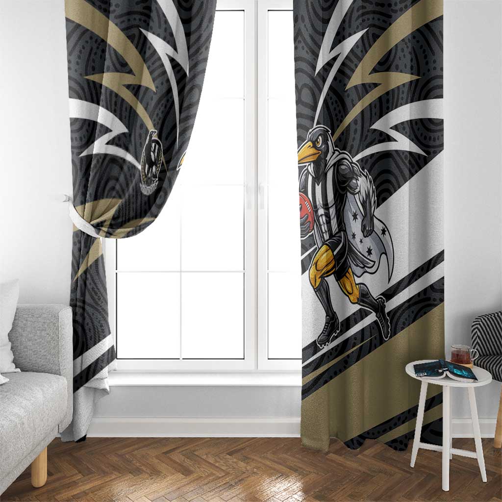 Collingwood Magpies Australian Football Window Curtain Iconic Bird Mascot With Indigenous Pattern Art