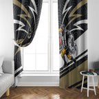 Collingwood Magpies Australian Football Window Curtain Iconic Bird Mascot With Indigenous Pattern Art