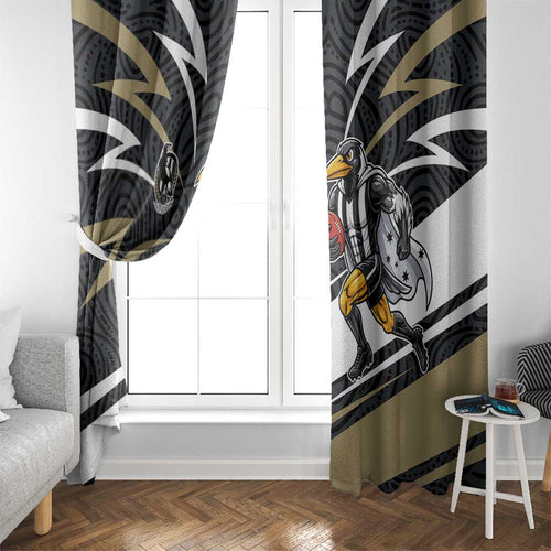 Collingwood Magpies Australian Football Window Curtain Iconic Bird Mascot With Indigenous Pattern Art