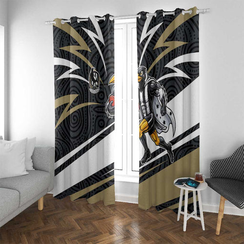 Collingwood Magpies Australian Football Window Curtain Iconic Bird Mascot With Indigenous Pattern Art
