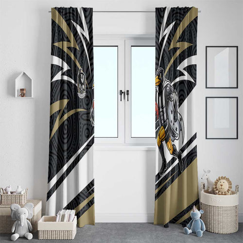 Collingwood Magpies Australian Football Window Curtain Iconic Bird Mascot With Indigenous Pattern Art