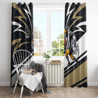 Collingwood Magpies Australian Football Window Curtain Iconic Bird Mascot With Indigenous Pattern Art