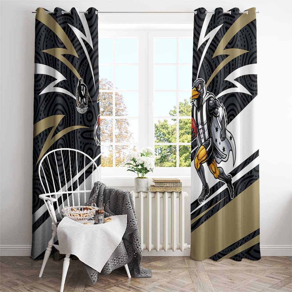Collingwood Magpies Australian Football Window Curtain Iconic Bird Mascot With Indigenous Pattern Art