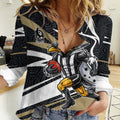 Collingwood Magpies Australian Football Women Casual Shirt Iconic Bird Mascot With Indigenous Pattern Art