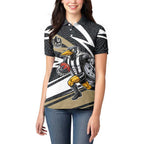 Collingwood Magpies Australian Football Women Polo Shirt Iconic Bird Mascot With Indigenous Pattern Art
