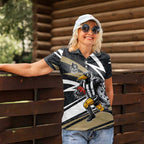 Collingwood Magpies Australian Football Women Polo Shirt Iconic Bird Mascot With Indigenous Pattern Art