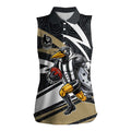 Collingwood Magpies Australian Football Women Sleeveless Polo Shirt Iconic Bird Mascot With Indigenous Pattern Art