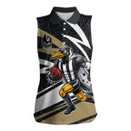 Collingwood Magpies Australian Football Women Sleeveless Polo Shirt Iconic Bird Mascot With Indigenous Pattern Art