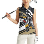 Collingwood Magpies Australian Football Women Sleeveless Polo Shirt Iconic Bird Mascot With Indigenous Pattern Art