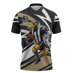 Collingwood Magpies Australian Football Zipper Polo Shirt Iconic Bird Mascot With Indigenous Pattern Art