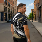 Collingwood Magpies Australian Football Zipper Polo Shirt Iconic Bird Mascot With Indigenous Pattern Art