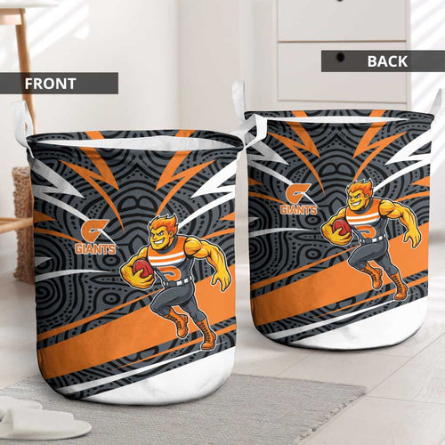 Greater Western Sydney Giants Australian Football Laundry Basket Athletic Hero Mascot With Indigenous Pattern Art