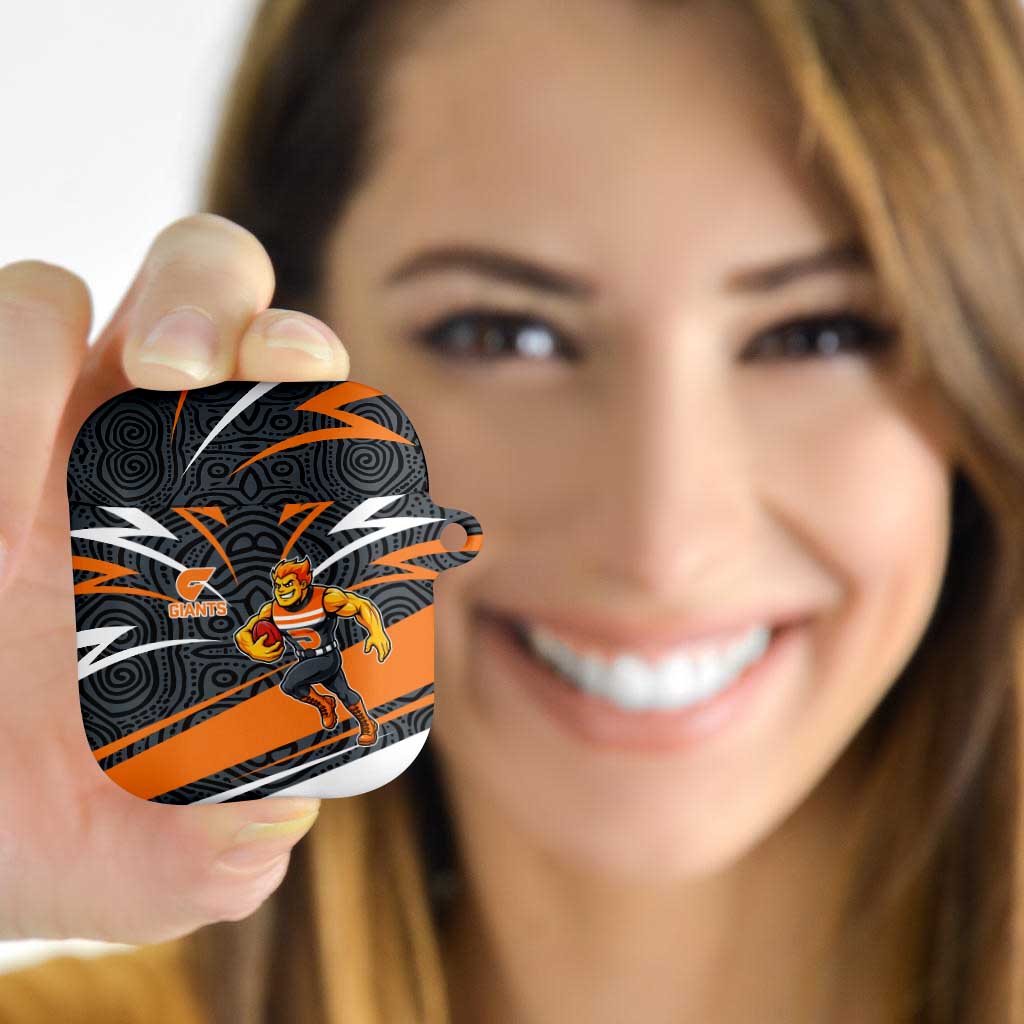 Greater Western Sydney Giants Australian Football AirPods Case Athletic Hero Mascot With Indigenous Pattern Art