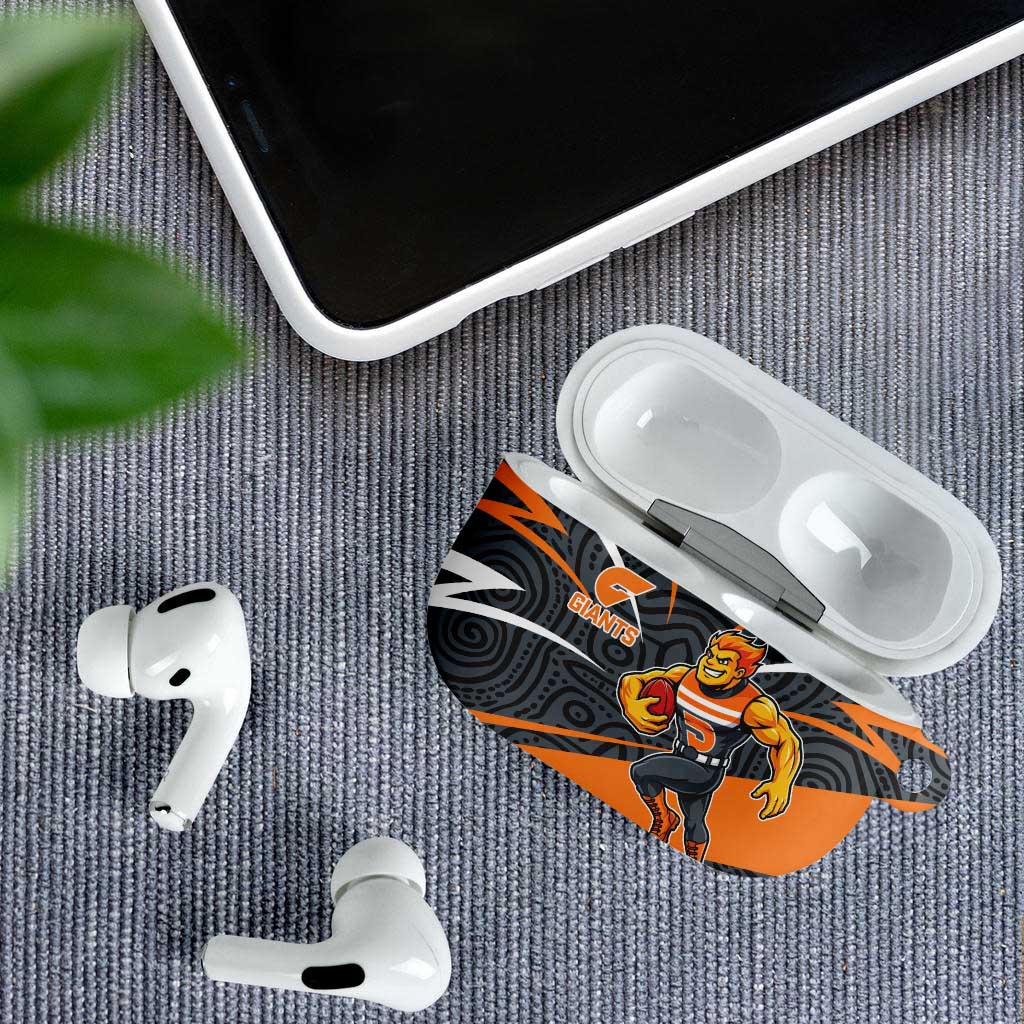Greater Western Sydney Giants Australian Football AirPods Case Athletic Hero Mascot With Indigenous Pattern Art