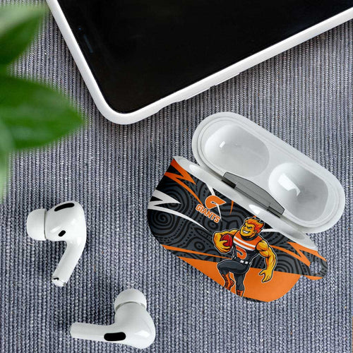 Greater Western Sydney Giants Australian Football AirPods Case Athletic Hero Mascot With Indigenous Pattern Art
