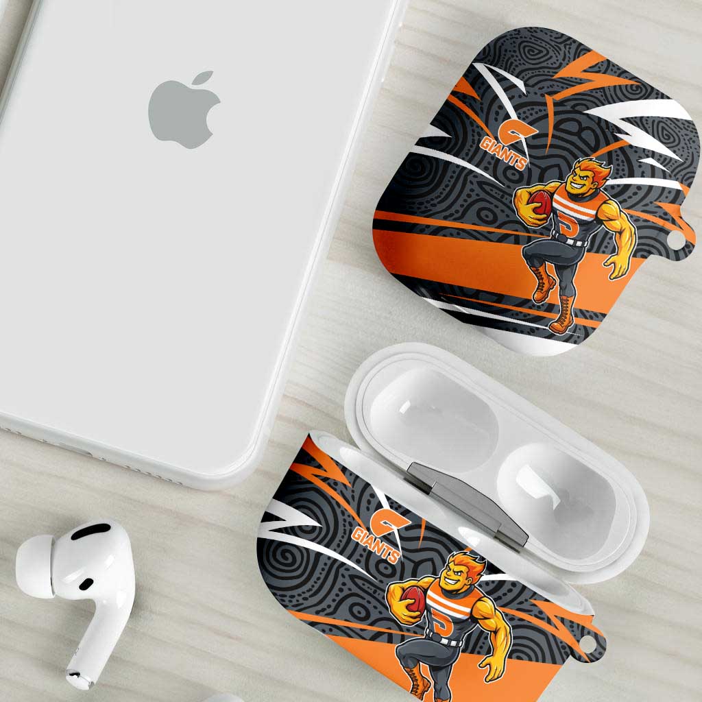 Greater Western Sydney Giants Australian Football AirPods Case Athletic Hero Mascot With Indigenous Pattern Art