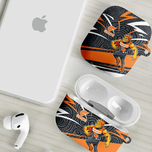 Greater Western Sydney Giants Australian Football AirPods Case Athletic Hero Mascot With Indigenous Pattern Art