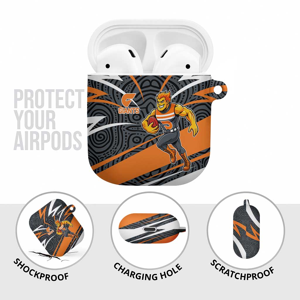 Greater Western Sydney Giants Australian Football AirPods Case Athletic Hero Mascot With Indigenous Pattern Art